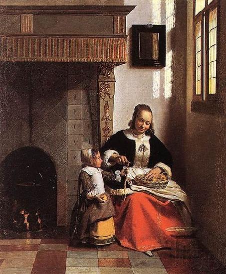 Pieter de Hooch A Woman Peeling Apples Norge oil painting art